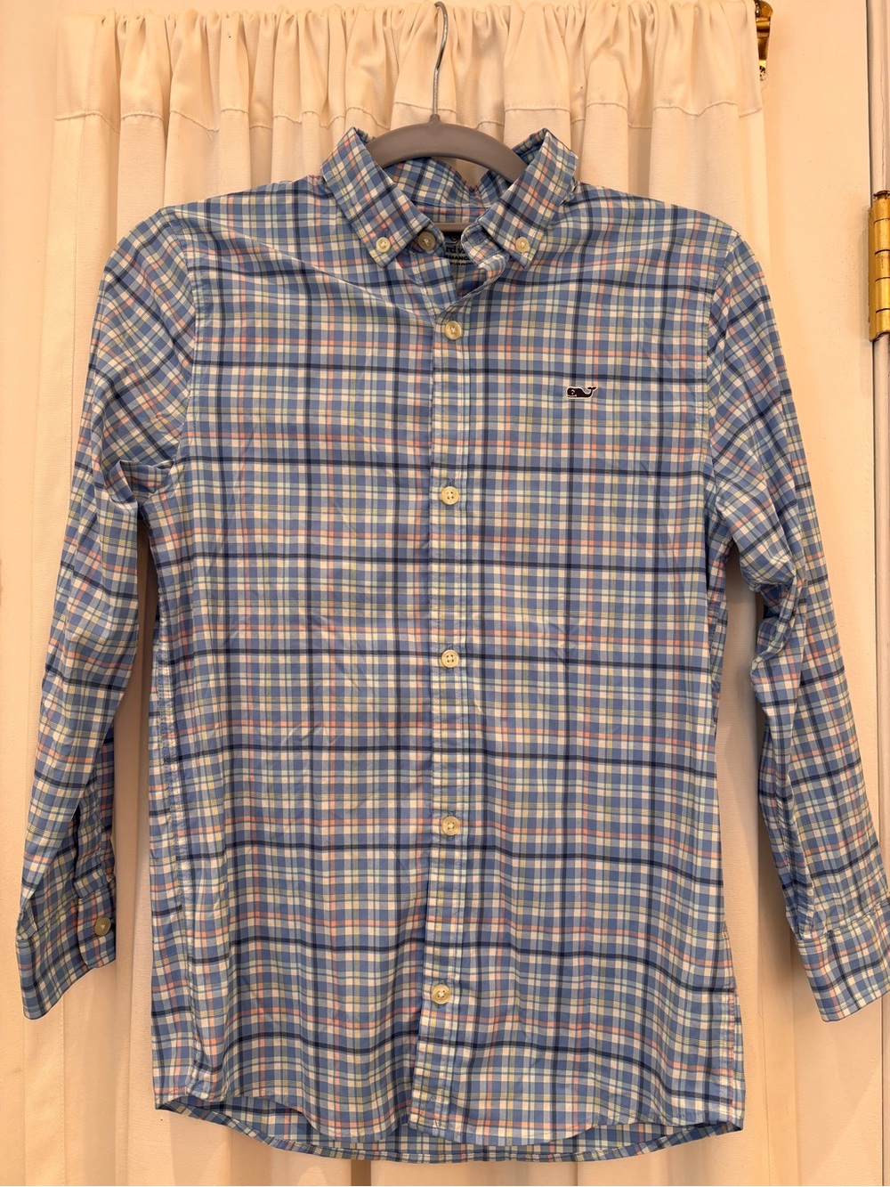Vineyard Vines Light Blue, Pink & Yellow Plaid Performance Shirt